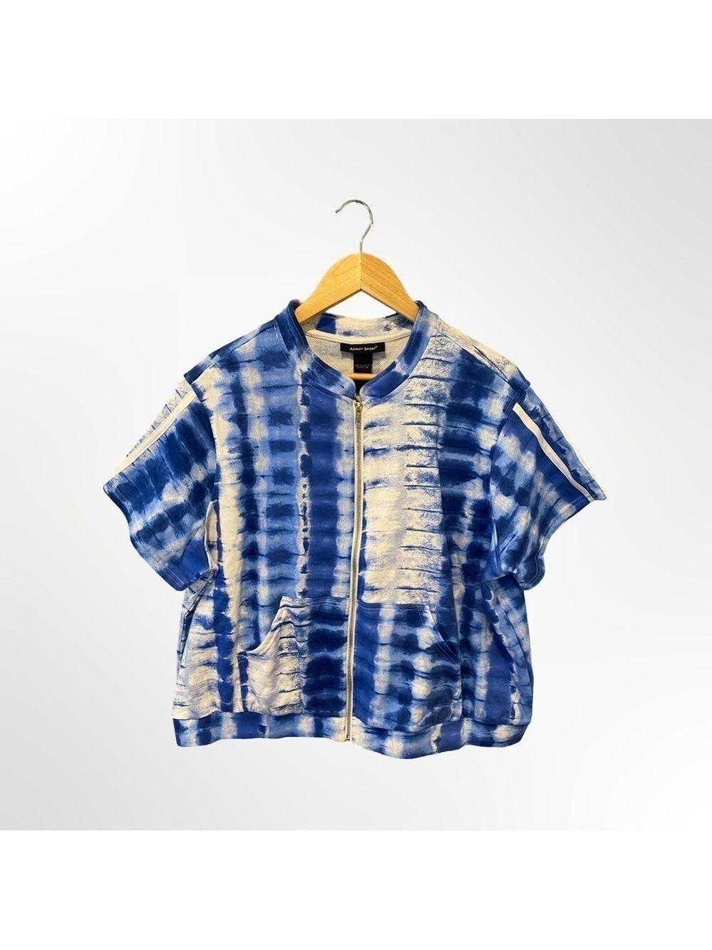 Ashley Stewart Tie-Dye Full Zip Lightweight Sweatshirt Top NWT Size 22/24